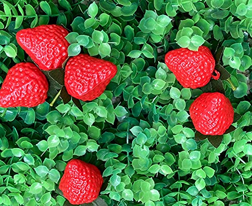 18PCS Realistic Plastic Artificial Red Strawberries for Decoration