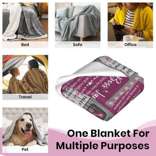 Nahjiiem Boss Lady Throw Blanket, Best Bosses Day Birthday Gift for Women, for Bosses Female, Supervisor Manager Gifts for Women, Boss Lady Appreciation Day Gift Blanket 50"×60"