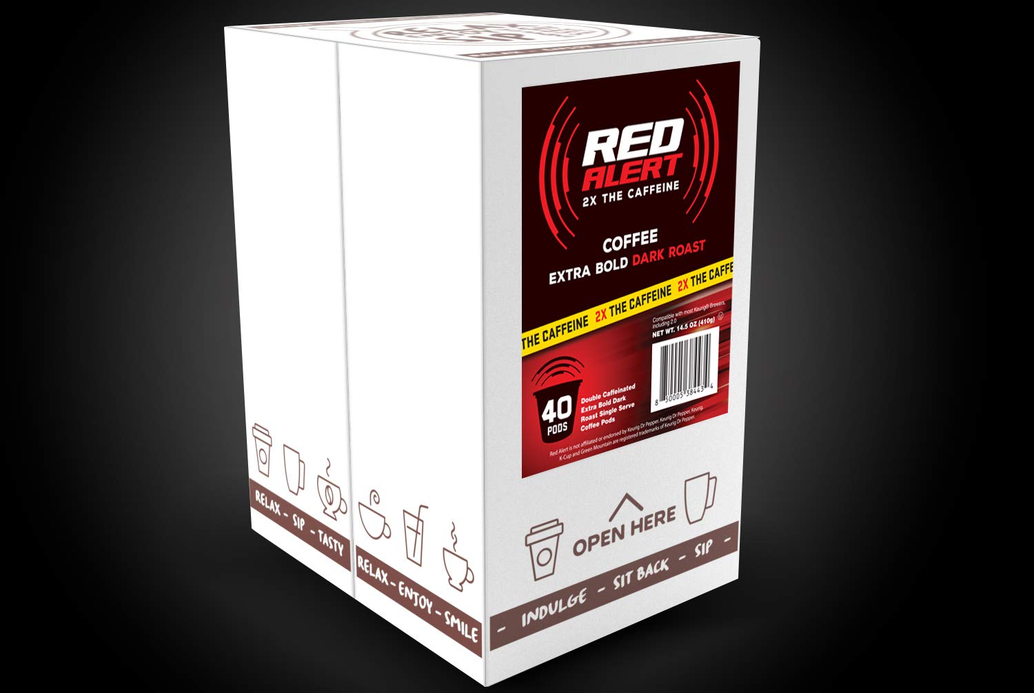 Red Alert Coffee Extra Strong Coffee Pods - Recyclable & Compatible With 2.0 Keurig Brewers | 40 Count