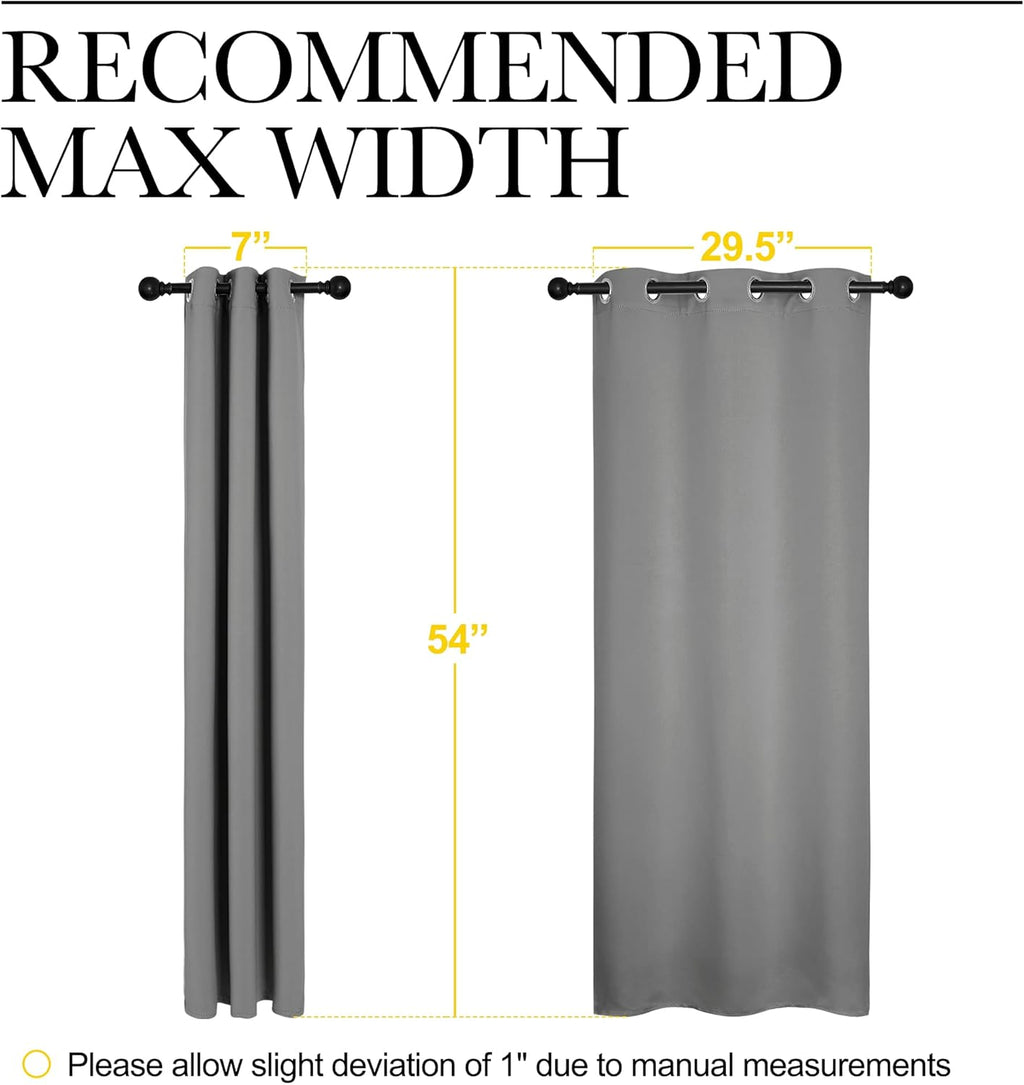 NICETOWN Blackout Curtains - Thermal Insulated Drapery Panels | Solid Ring Top, 34 x 54 Inches, Silver Grey