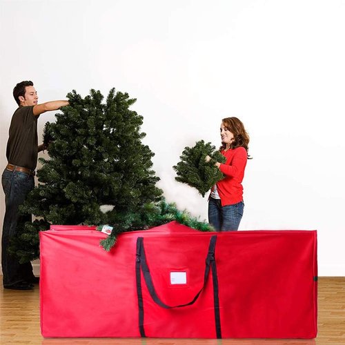 Heavy Duty Christmas Tree Storage Bag by [Brand Name] - Fits Up to 7.5 Ft Trees | Durable 600D Oxford with Dual Zipper & Handles (Red)
