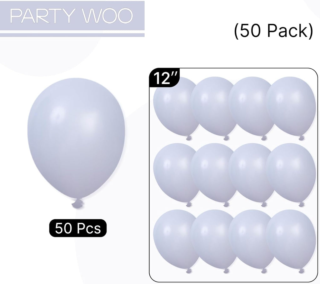 PartyWoo Dusty Blue Balloons - 50pcs 12 Inch Slate Blue Latex Helium Balloons for Baby Showers & Weddings