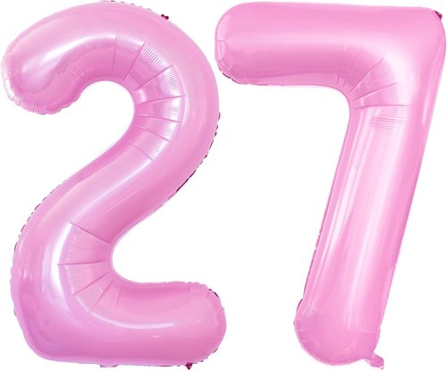 GOER Jumbo 27 Balloons - 42 Inch Foil Helium Decorations for 27th Birthday Party | Light Pink