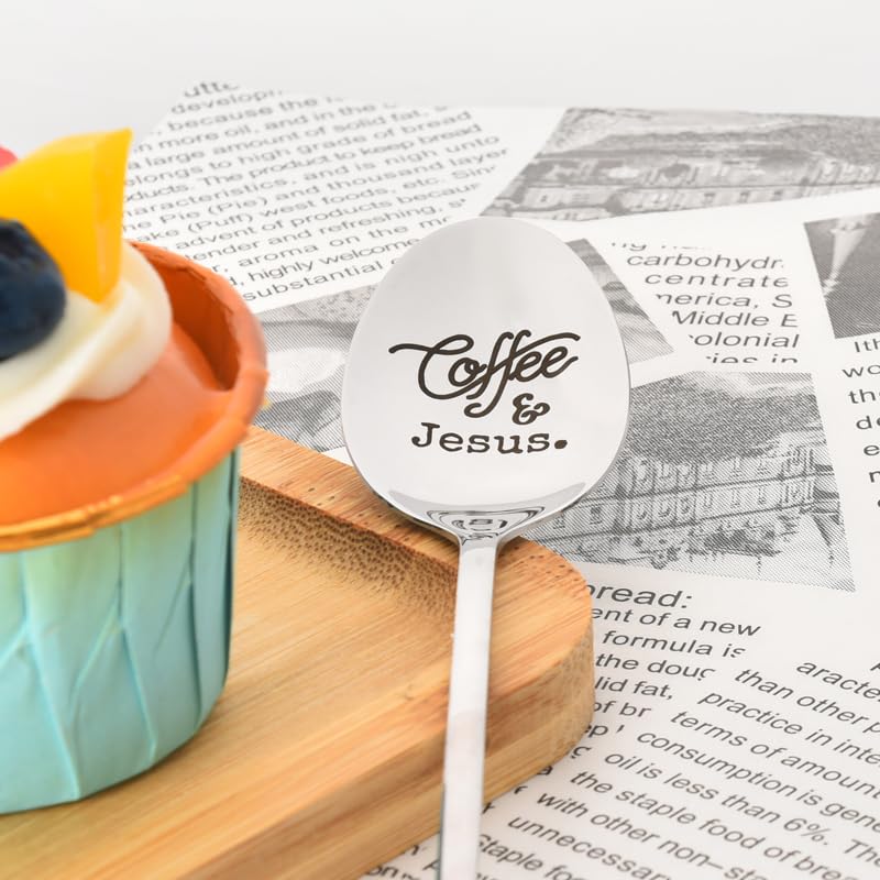 Coffee & Jesus Spoon – Catholic Religious Gift for Godparents, Christmas & Easter