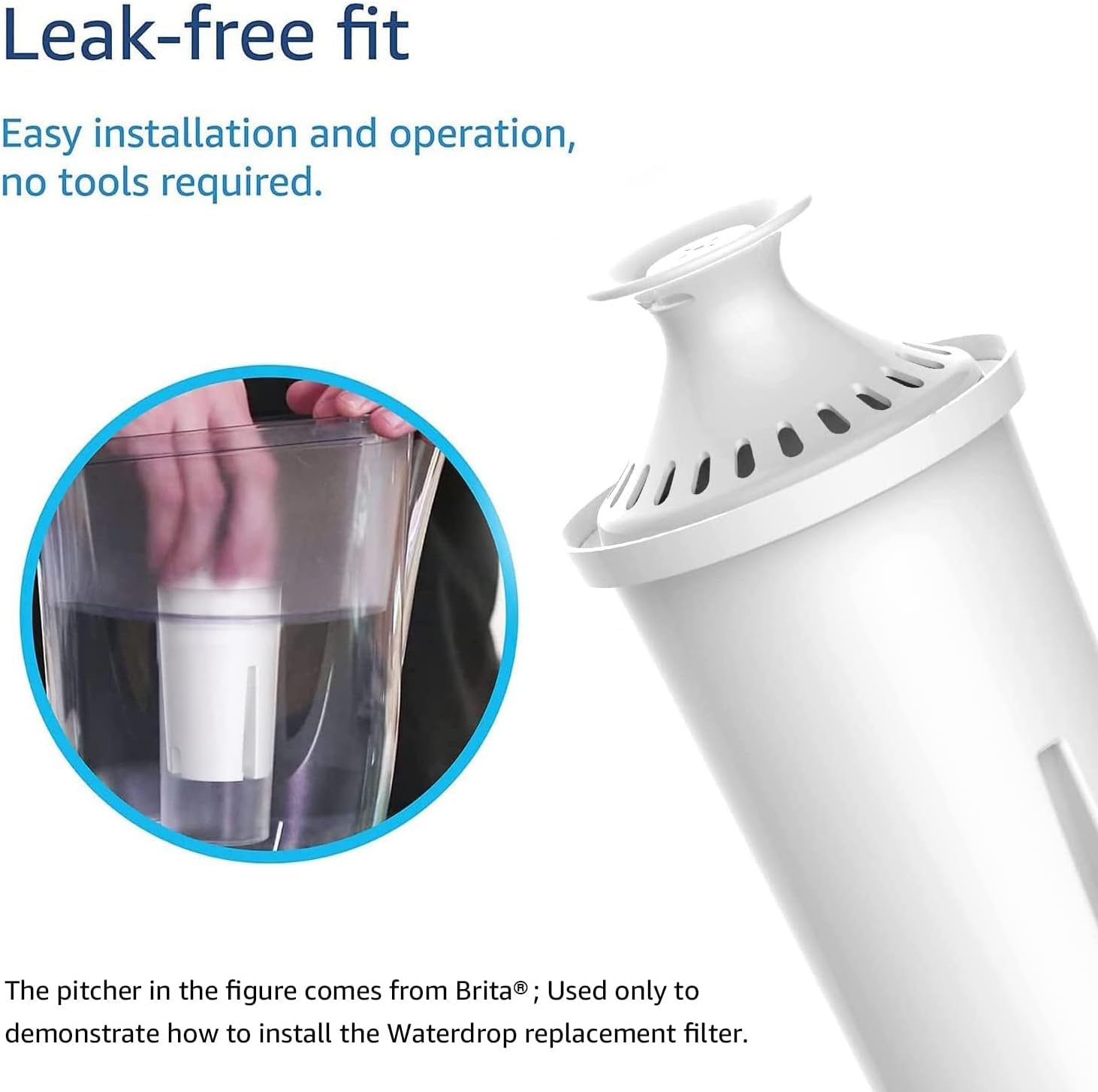 Waterdrop Replacement Brita® Filters - NSF Certified for Pitchers & Dispensers | Pack of 6