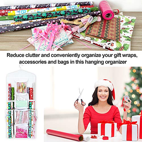 Double-Sided Gift Wrap Organizer Hanging Storage Bag for Wrapping Paper