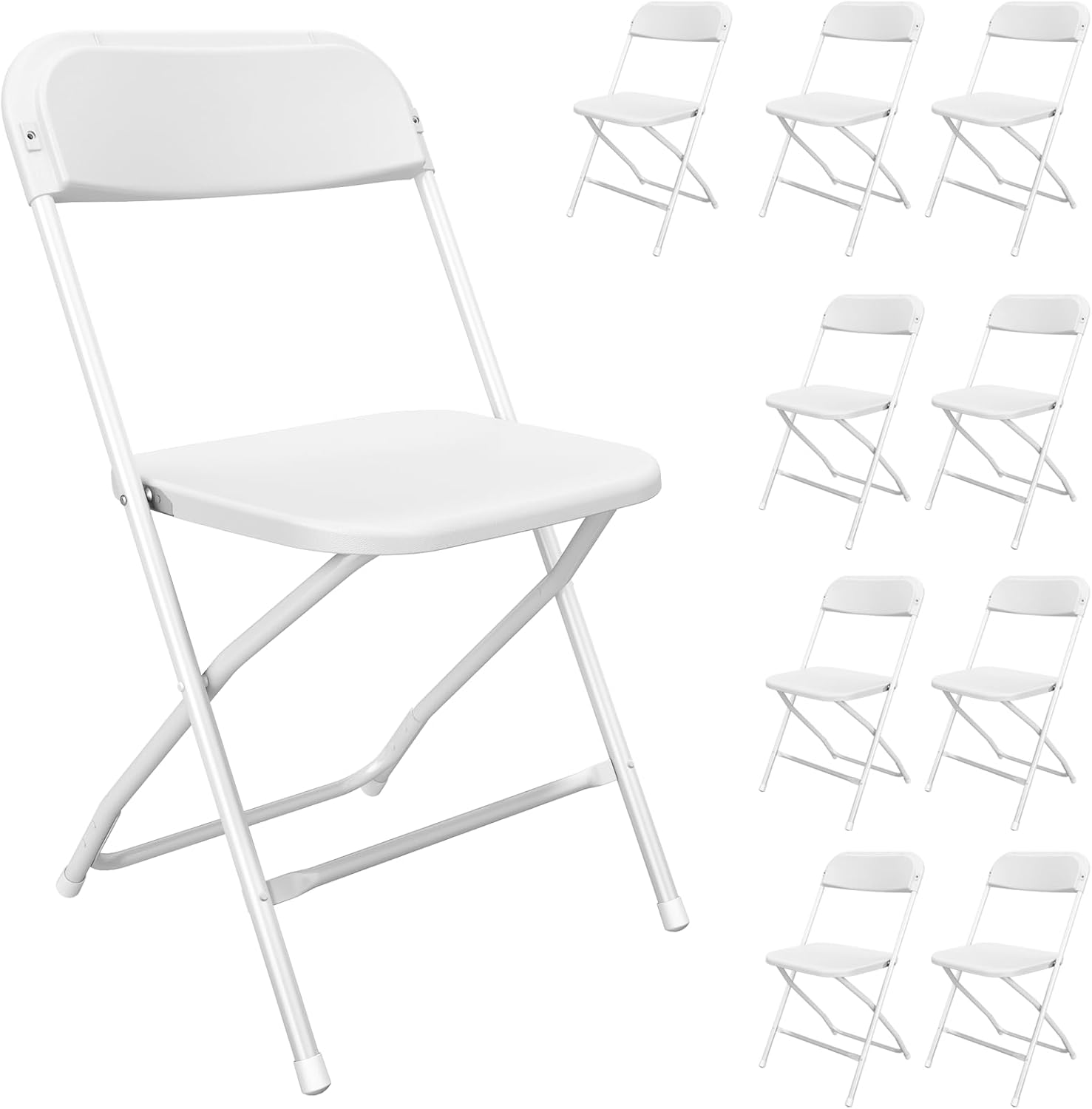 Regine Switzerland White Folding Chairs - Portable Stackable Plastic Seating for Events | 350lbs Capacity