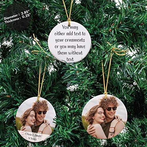 Personalized Christmas Photo Ornament Round 3-inch Custom Keepsake with Optional Text