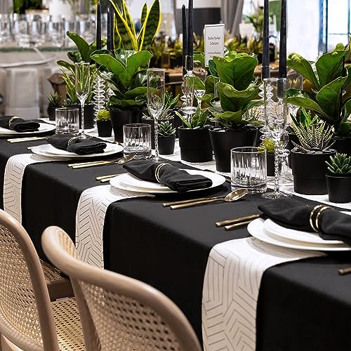 Black Rectangle Tablecloth 60x102 Inch (2 Pack) - Polyester Cover for 6ft Tables