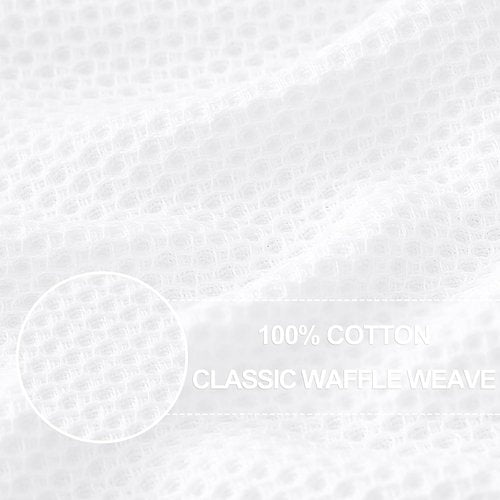 Homaxy 100% Cotton Waffle Weave Dish Towels - Ultra Soft & Absorbent | 13 x 28 Inches, 4-Pack, White