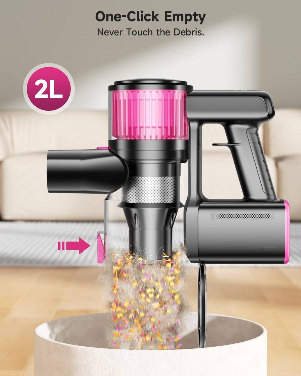MYUAKO Cordless Vacuum Cleaner - 650W Powerful Suction | 75-Minute Runtime, 2L for Hardwood & Carpets
