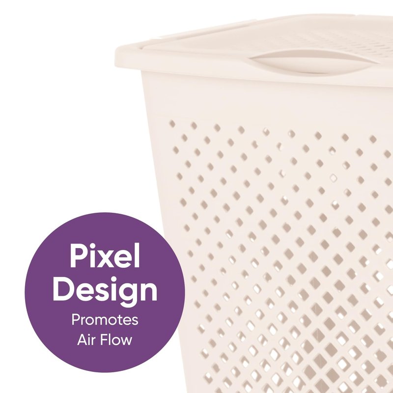 Superio 2-Pack Gradient Hamper with Lid - 60L, Modern Design, Perforated, Slim & Sturdy, Ergonomic Handles - Cream