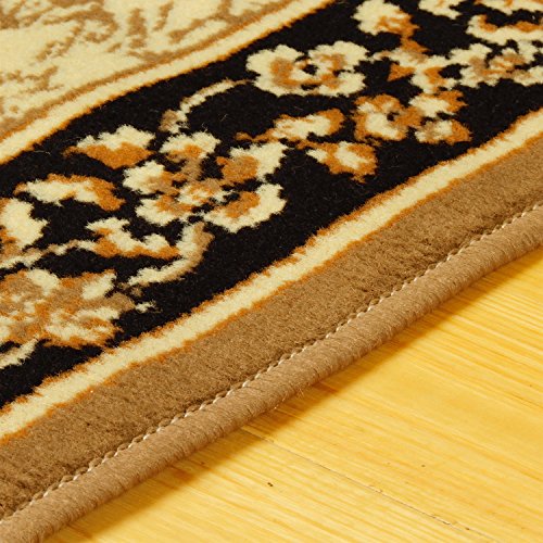 3-Piece Damask Floral Area Rug Set, Polypropylene Medallion Rugs