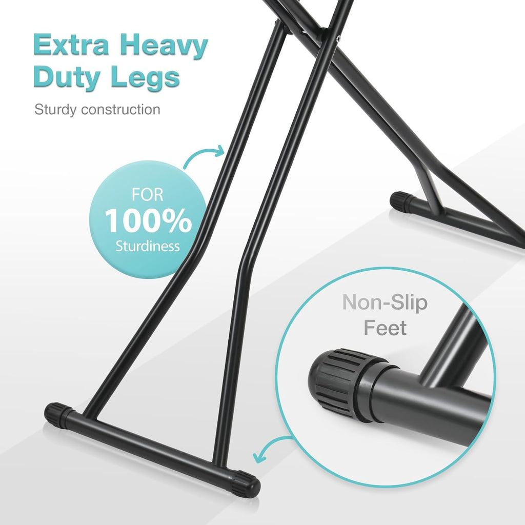 APEXCHASER Full-Size Foldable Ironing Board - Heat Resistant Cover & 7-Lever Height Adjustment | Blue 14x54