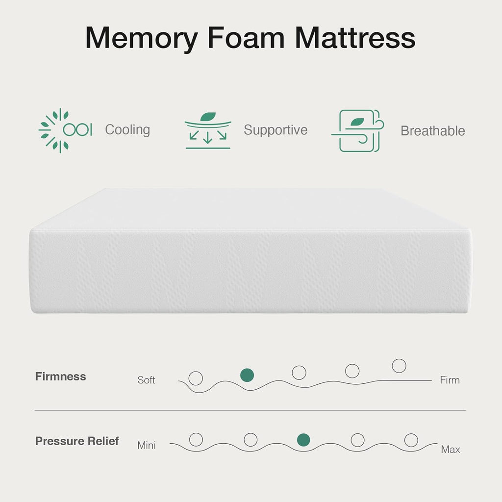 Novilla 14-Inch Twin Memory Foam Mattress - Cooling Gel Foam for Pressure Relief & Comfort