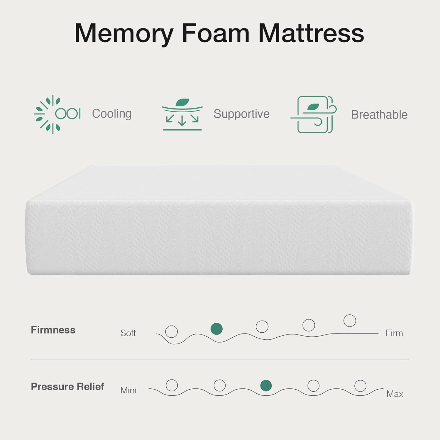 Novilla 14-Inch Twin Memory Foam Mattress - Cooling Gel Foam for Pressure Relief & Comfort