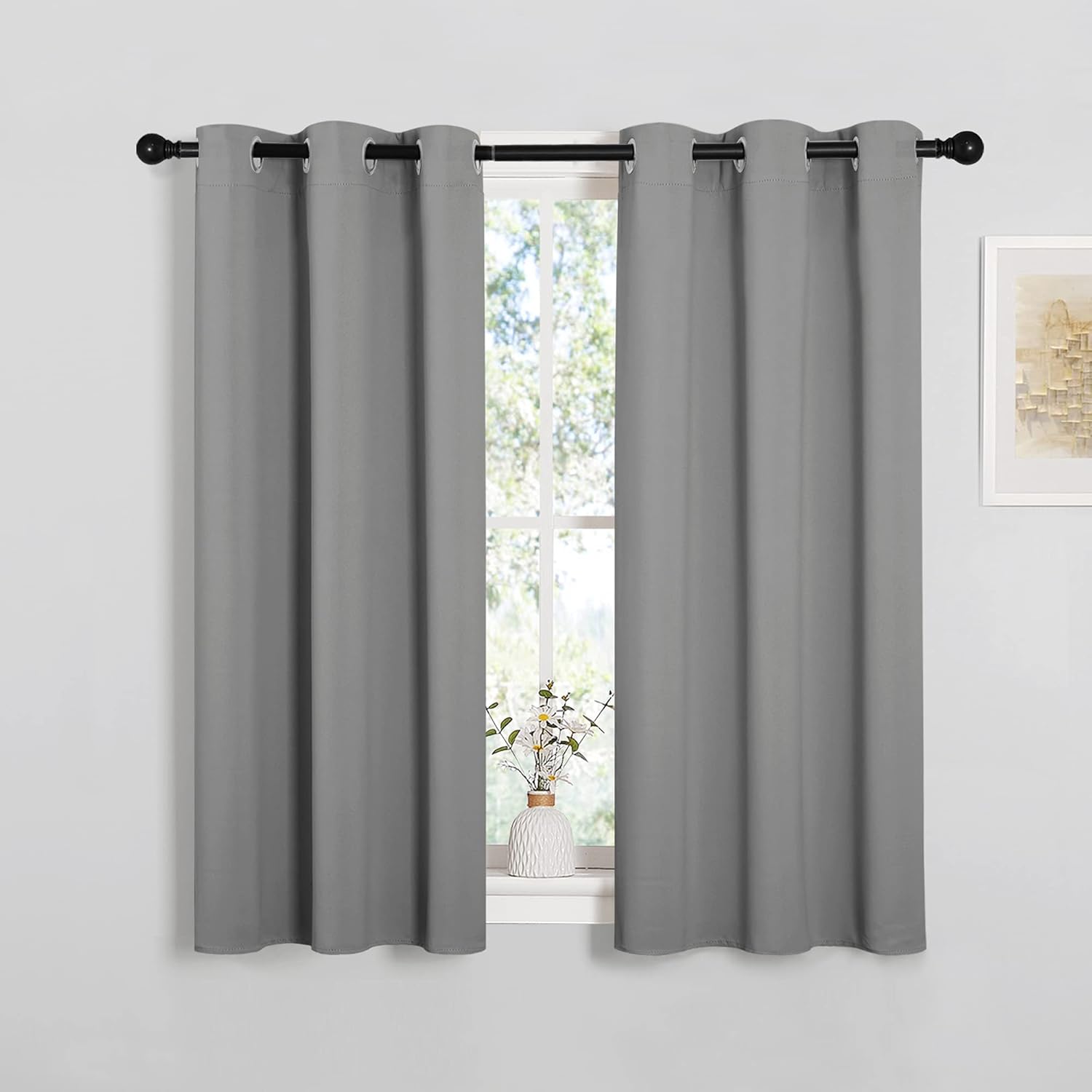 NICETOWN Silver Grey Blackout Curtain Panels - Thermal Insulated Grommet Top Drapes (2 Panels, W34 x L45)