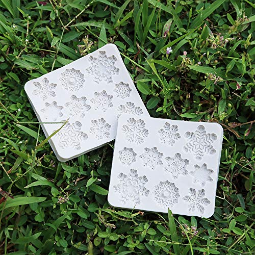 CNYMANY 2-Pack 20-Cavity Snowflake Fondant Molds - Silicone Cake Decorating Tools