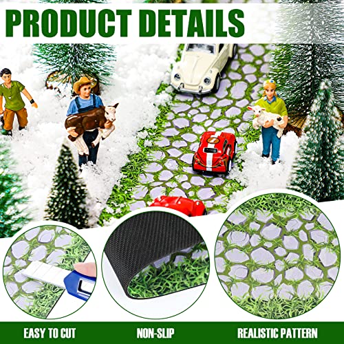 Miniature Christmas Village Road Mats, Realistic Brick Design, 2 Pack