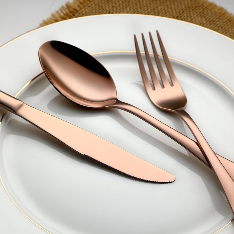 Rose Gold Salad Forks Set of 8, Stainless Steel Silverware Flatware Forks, Appetizer Dessert, 6.7 Inches, Mirror Finish and Dishwasher Safe