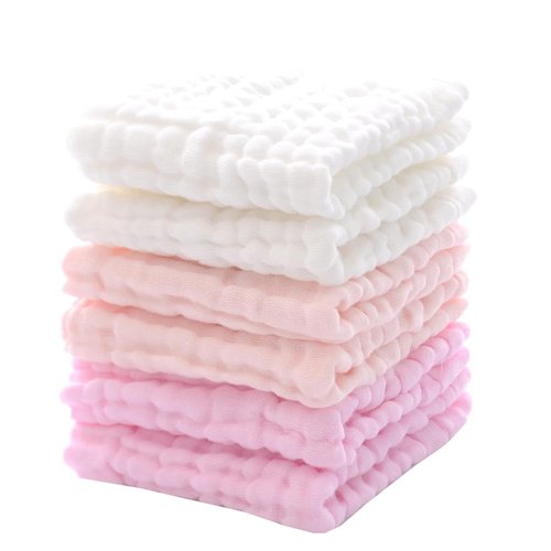 MUKIN Baby Washcloths - Soft, Absorbent Burp Cloths for Newborns | 6 Pack, 12x12 Inches (Pink)