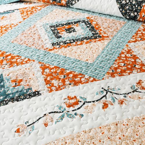 BEDIFANY Floral King Quilt Set - 3-Piece Lightweight Bedspread Coverlet