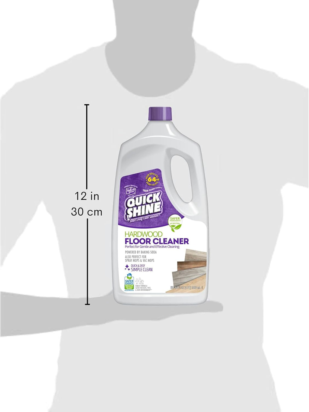 Quick Shine Hardwood Floor Cleaner 64oz - Streak-Free, No Rinse Formula | Ideal for Spray & Vac Mops