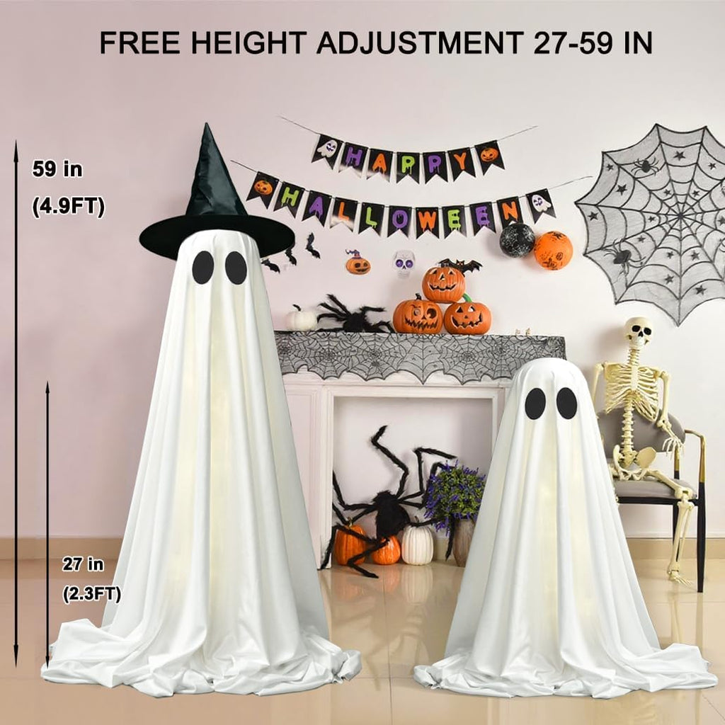 VersaCharm Halloween Ghost LED String Lights - Spooky Indoor/Outdoor Decor with Remote Control | 2 Packs, White