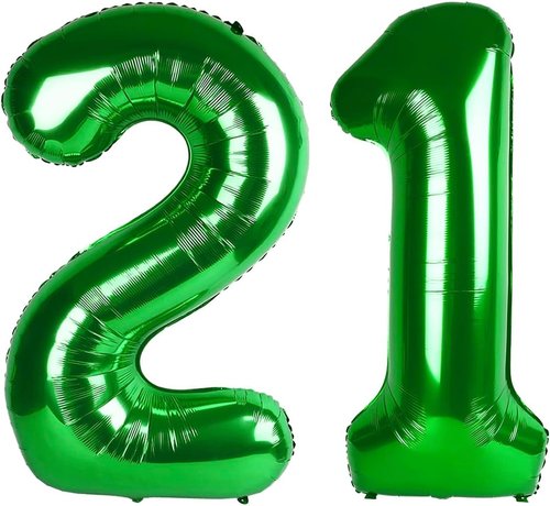 40 Inch Dark Green Number 21 Balloons by [Brand Name] - Perfect Birthday & Graduation Party Decor