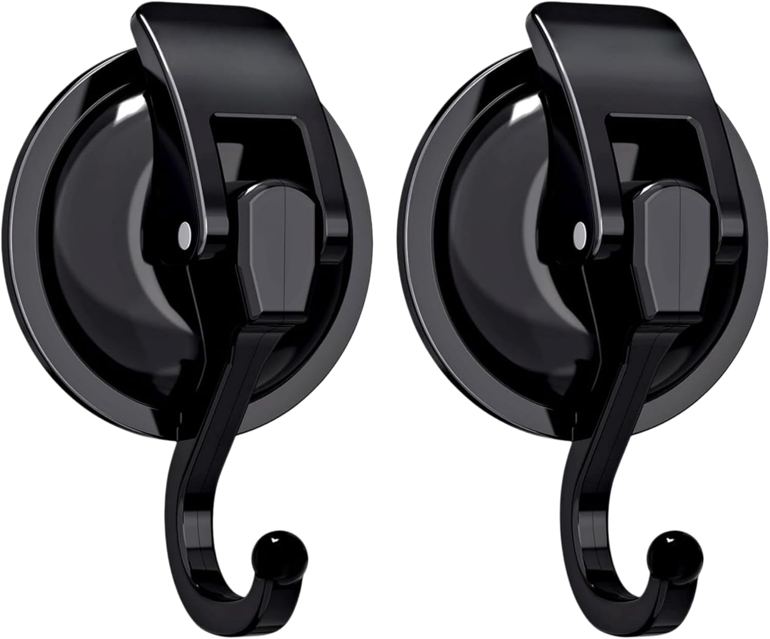 Skiennix Heavy Duty Vacuum Suction Cup Hooks - Easy Install Wreath Hanger for Kitchen & Bathroom (2, Black)