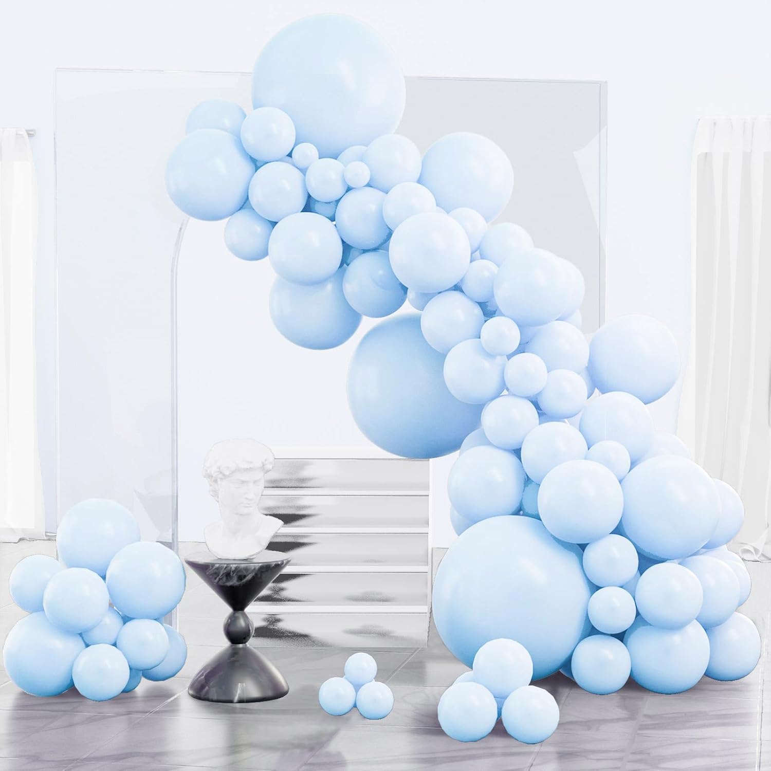 PartyWoo Baby Blue Balloon Arch Kit - 123pcs in Various Sizes for Graduation, Baby Shower & Gender Reveal Decor