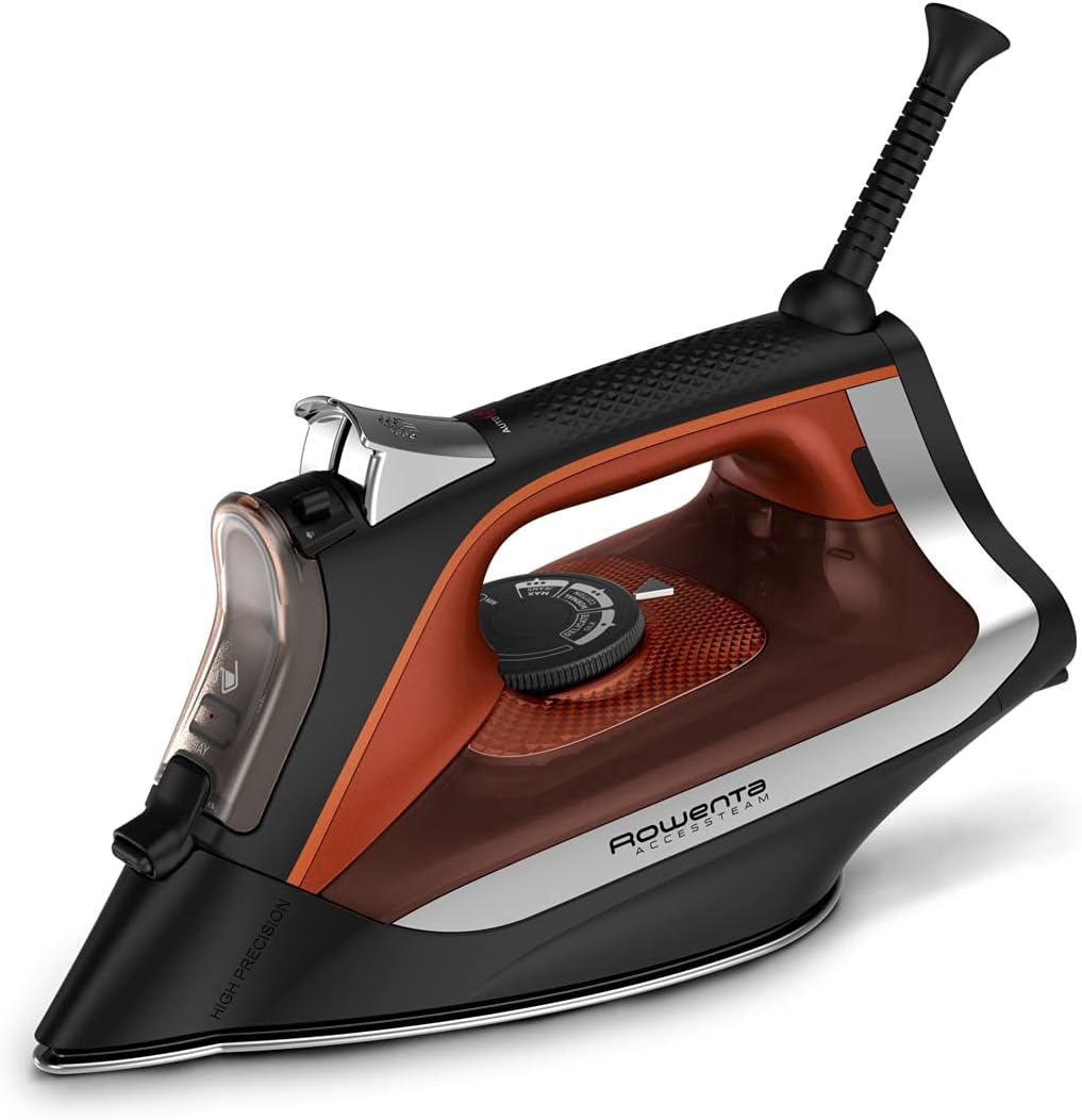 Rowenta Access Steam Iron - Powerful Vertical Steaming with Anti-Drip Protection | Red