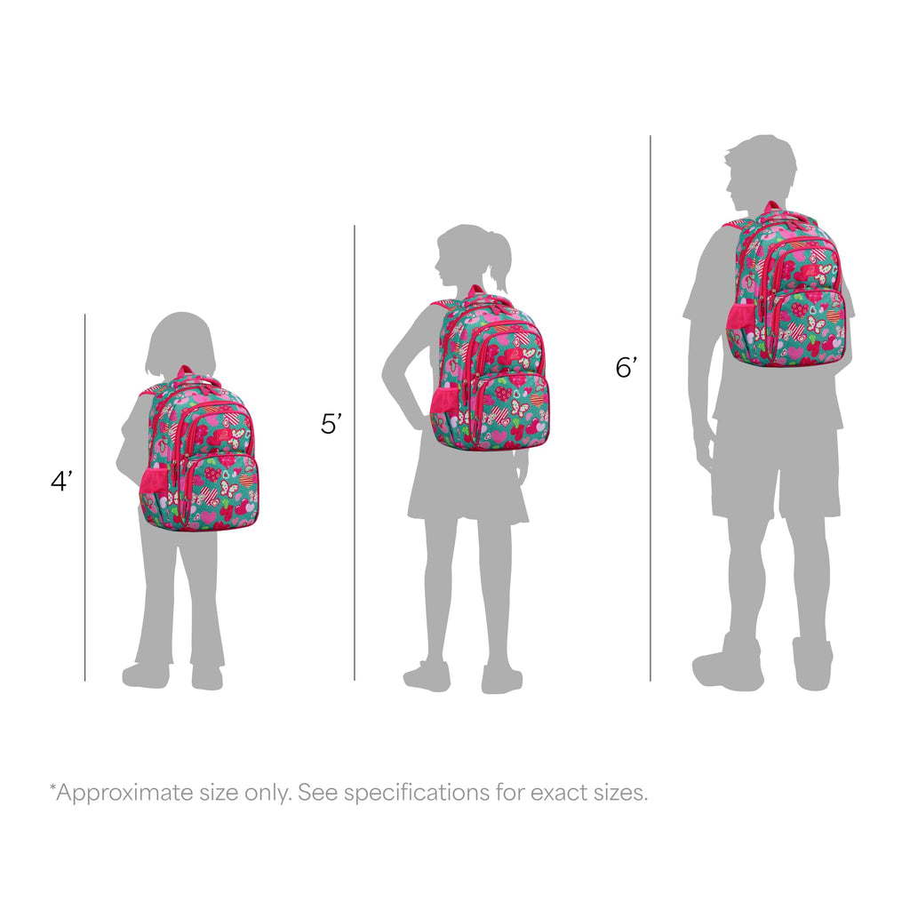 MYGOO Girls Backpack | Campus Collection | Butterfly Aqua Design for Primary School | 17 inch Height