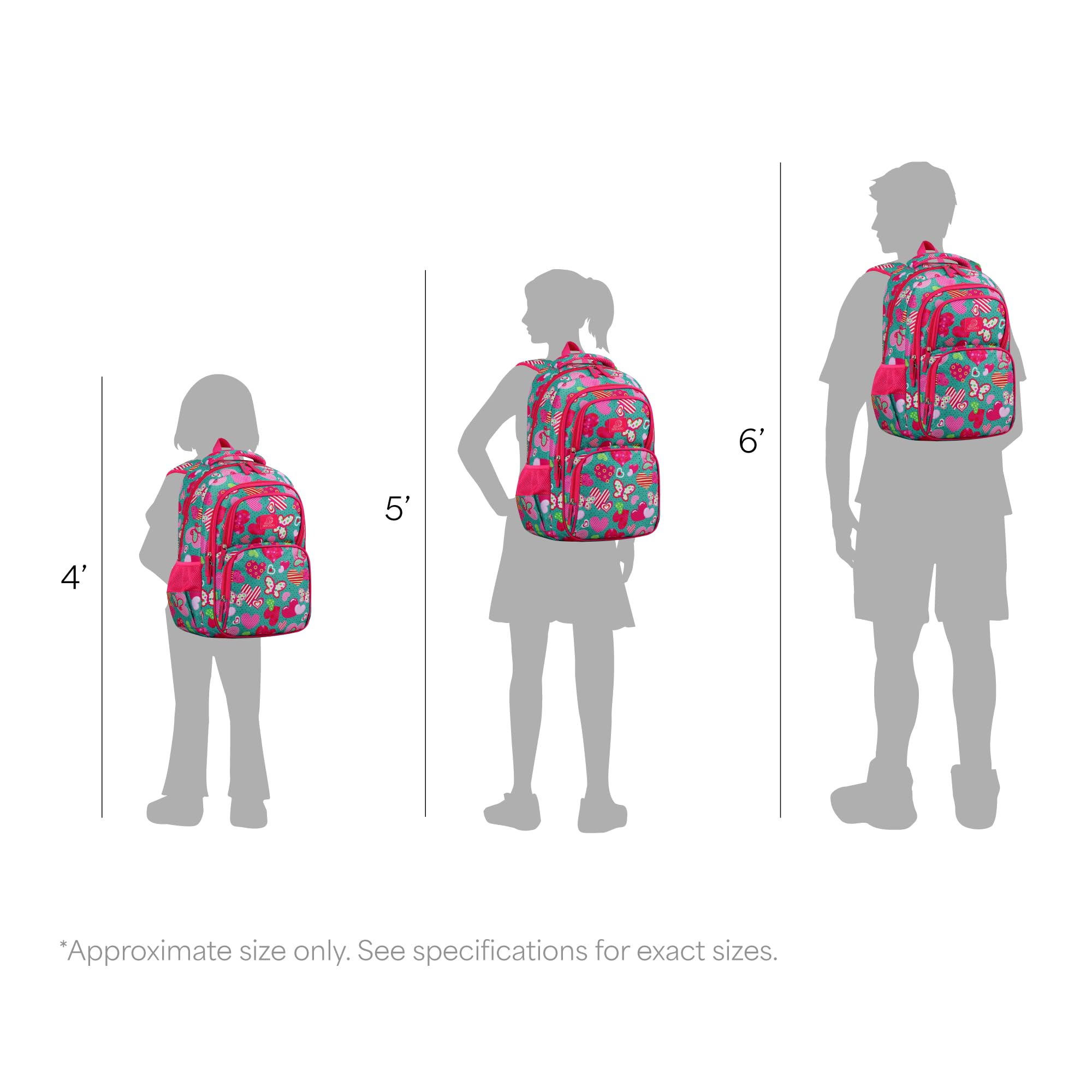 MYGOO Girls Backpack | Campus Collection | Butterfly Aqua Design for Primary School | 17 inch Height