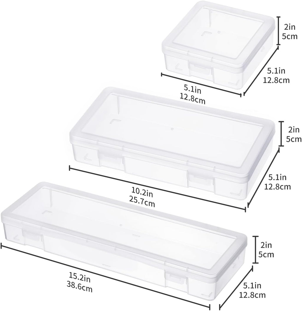Novelinks Clear Plastic Storage Containers - Stackable Organizers with Lids for Crafts | 3 Small, 3 Medium, 3 Large