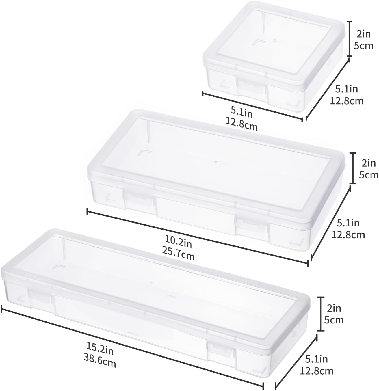 Novelinks Clear Plastic Storage Containers - Stackable Organizers with Lids for Crafts | 3 Small, 3 Medium, 3 Large