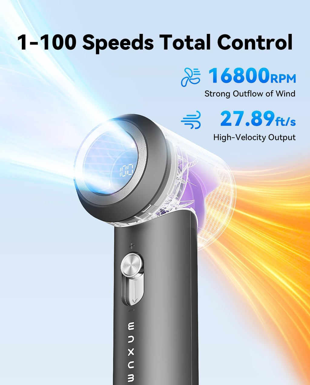 MUXNW Portable Fan - Mini Handheld Rechargeable USB Fan for Travel | High-Speed Cooling in Gray