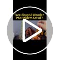 Rainbow-Colored 5Pcs Foldable Pine Wood Christmas Tree Trivet Set with Stand and Silicone Oven Mitts
