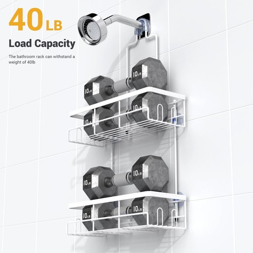 AKTECKE Shower Caddy - 30pcs Hanging Bathroom Organizer in White for Space-Saving Storage