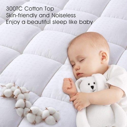 EASELAND Queen Size Mattress Pad - Quilted Pillow Top Protector with Deep Pockets (60x80 inch, White)