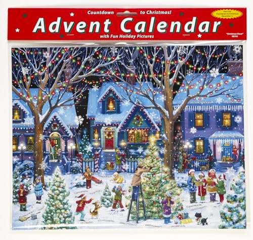 Vermont Christmas Company Christmas Cheer Advent Calendar with Holiday Pictures - Countdown to Christmas, 11x14, Glitter Highlights, Variation 1