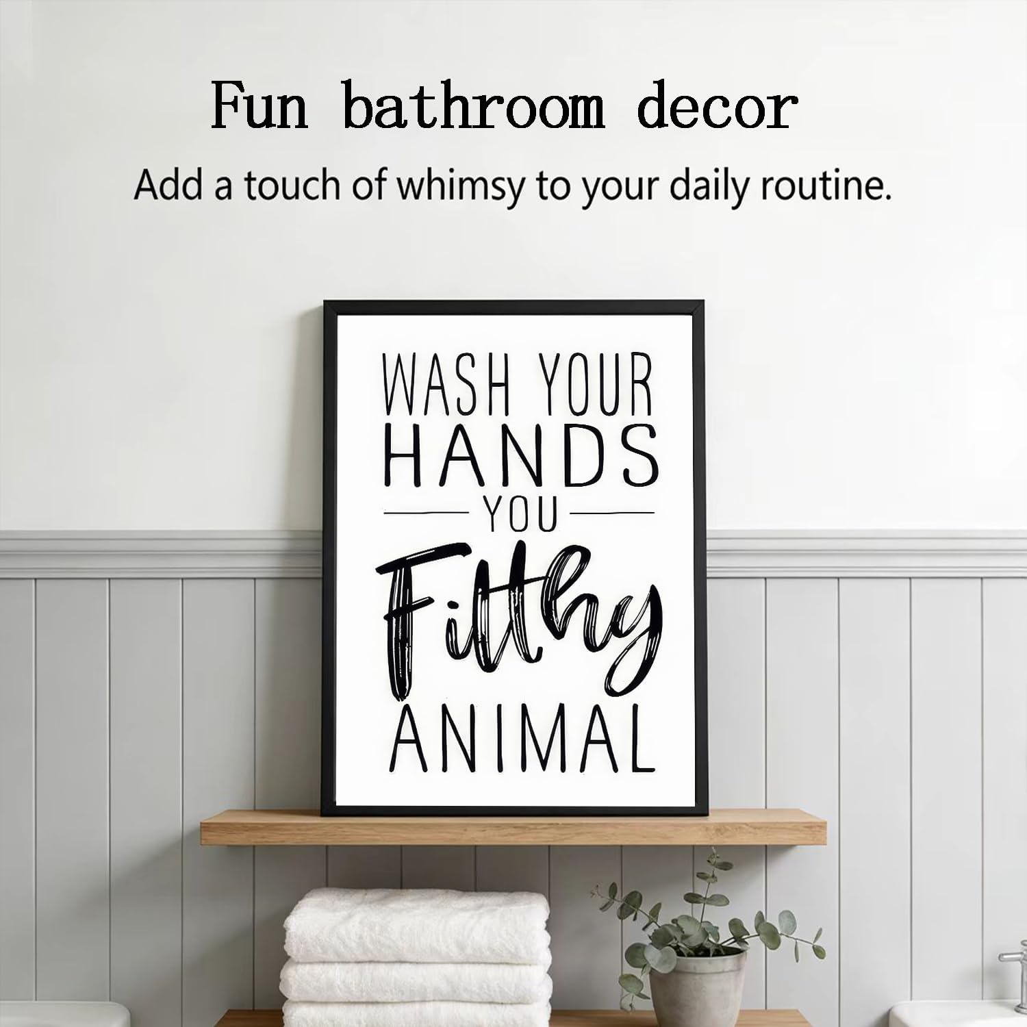 XRNDUYZP Black and White Bathroom Canvas Wall Art - Funny Quotes Poster Print for Kids' Washroom | 8x10 in