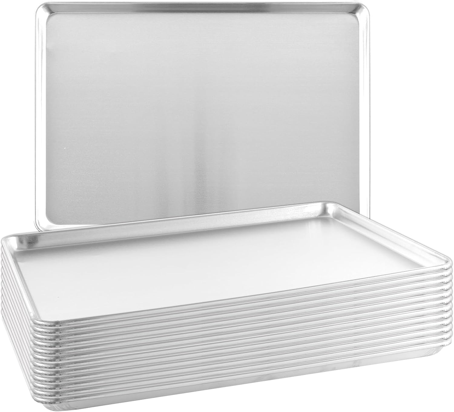 TENUP 12 Pack Aluminum Full Sheet Pan - Heavy Duty Baking Tray, 26" x 18", Warp-Resistant & Rust-Free