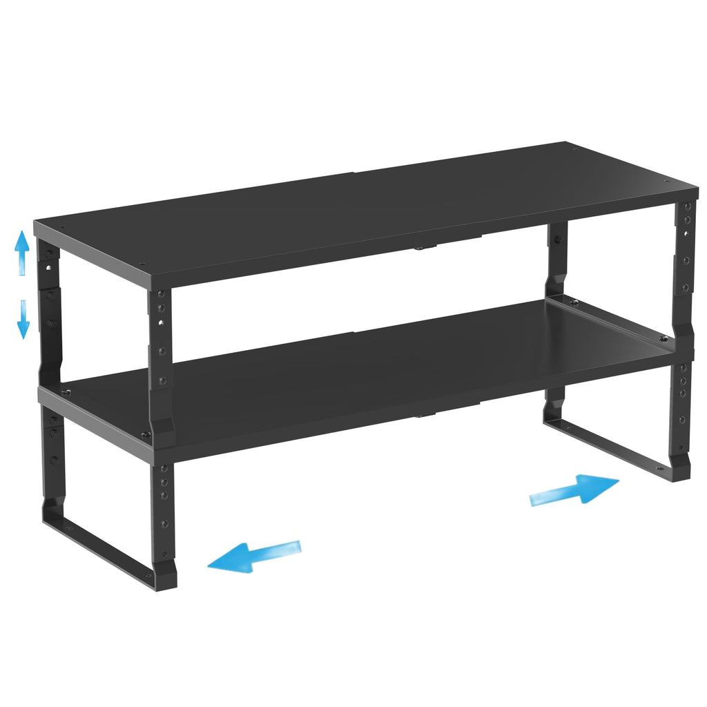 Wobmmi Expandable Spice Rack Organizion for Kitchen Cabinet, Seasoning,Bathroom Organizer Display Shelf, Stackable Multi-Purpose Shelves.Easy-to-Install（2Packs/Black,Large