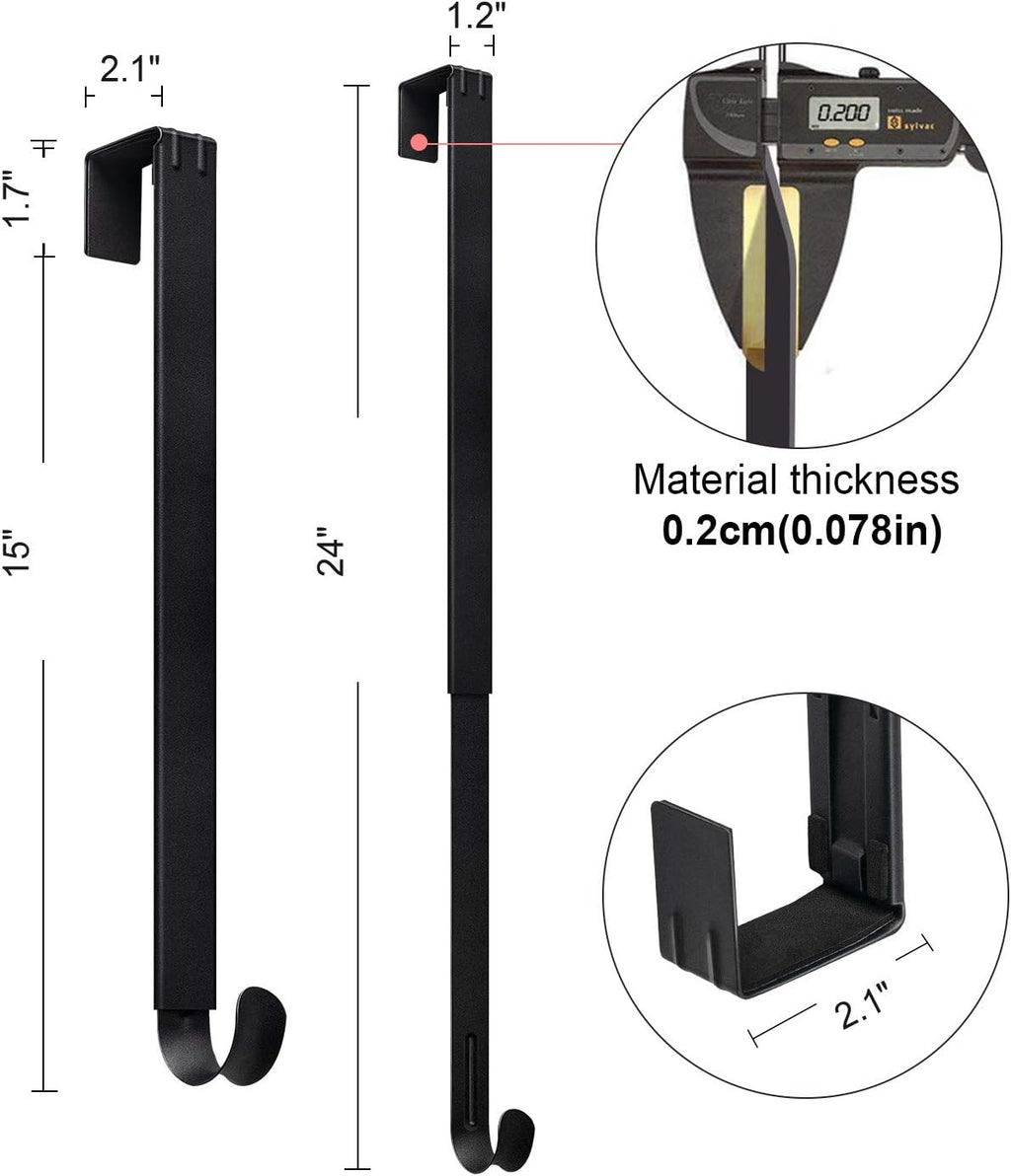 Myfolrena Wreath Hanger - Adjustable Front Door Hook Holds Up to 20lbs | Fits 15-24 Inch Wreaths (Black)
