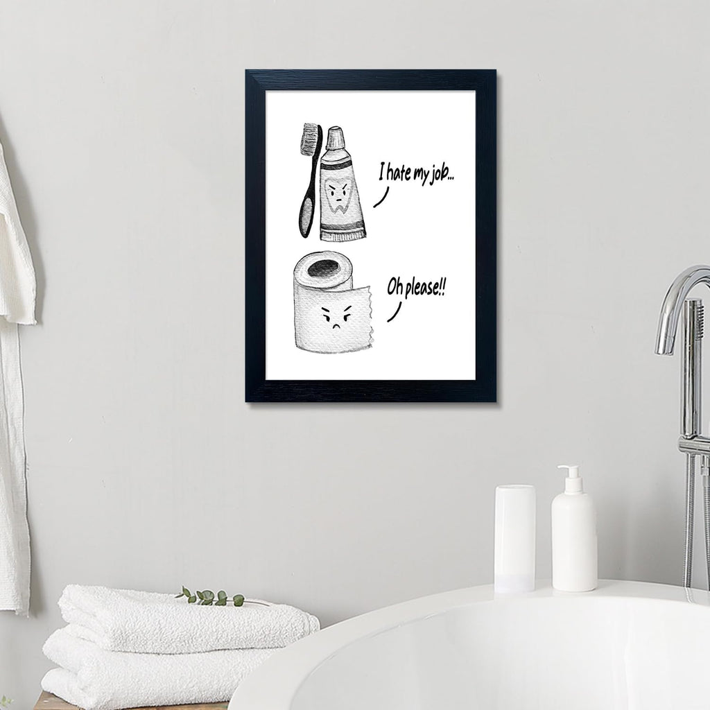 Skiennix Kids Bathroom Decor - Cute Children's Wall Art | Funny Framed Canvas Print for Guest Restroom