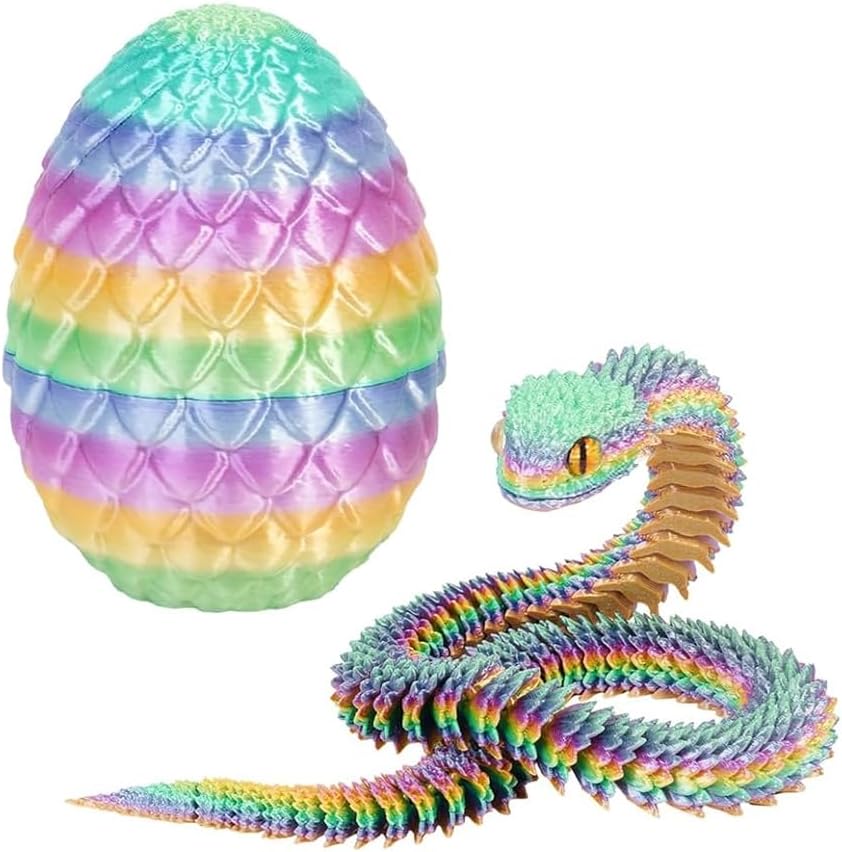 Skiennix 3D Printed Rainbow Snake Eggs - Unique Desk Decor for Home & Office