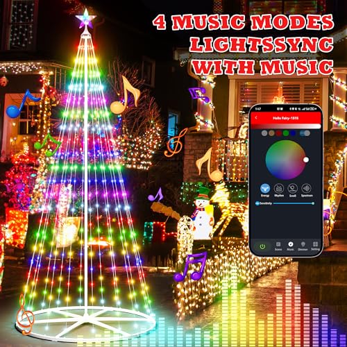 Yakmax 7.5FT Multicolor Smart LED Cone Christmas Tree with Music & App Control