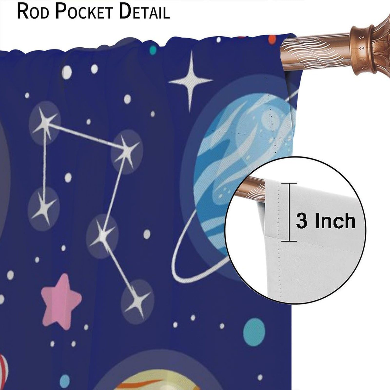 Kids Outer Space Curtains Cartoon Galaxy Planet Universe Astronaut for Boys Bedroom Rod Pocket Decor Nursery Starry Starts Pocket Art Printed Living Room Window Drapes 2 Panels Set 42x45 Inch