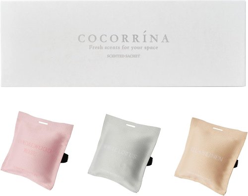 COCORRÍNA Scented Sachet Set - 3-Pack Sandalwood Rose, Clean Linen, White Lotus | Car Air Freshener Gift Set